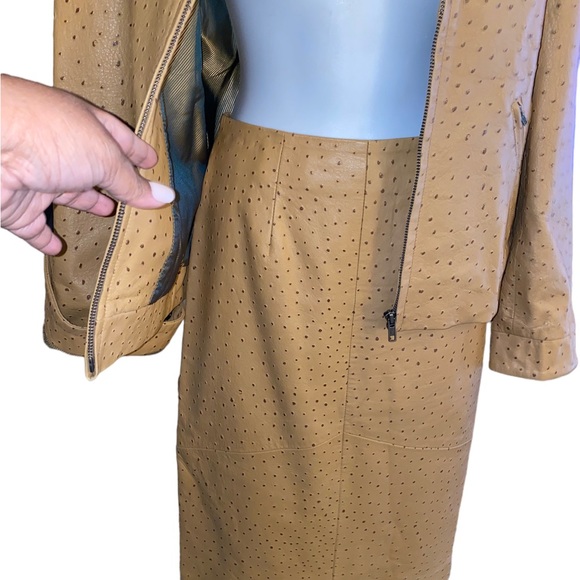 YBS Soft Leather Jacket &  Pencil Skirt Set - Picture 7 of 15